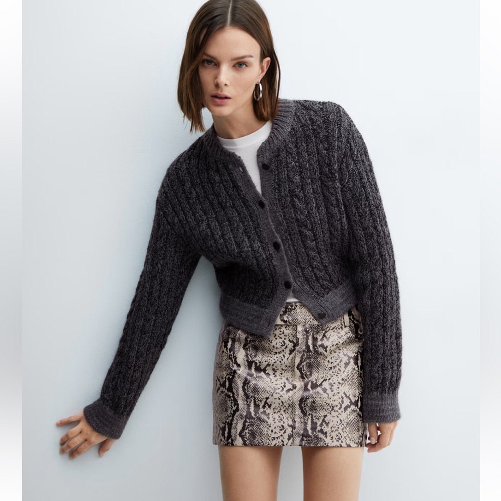 MANGO Snake Print Mini Skirt - size Small